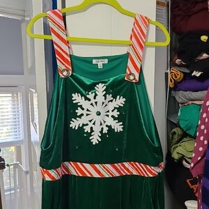 Festive Green Snowflake Womans Overall